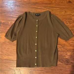 Marled Brown Button-Down Women's Shirt